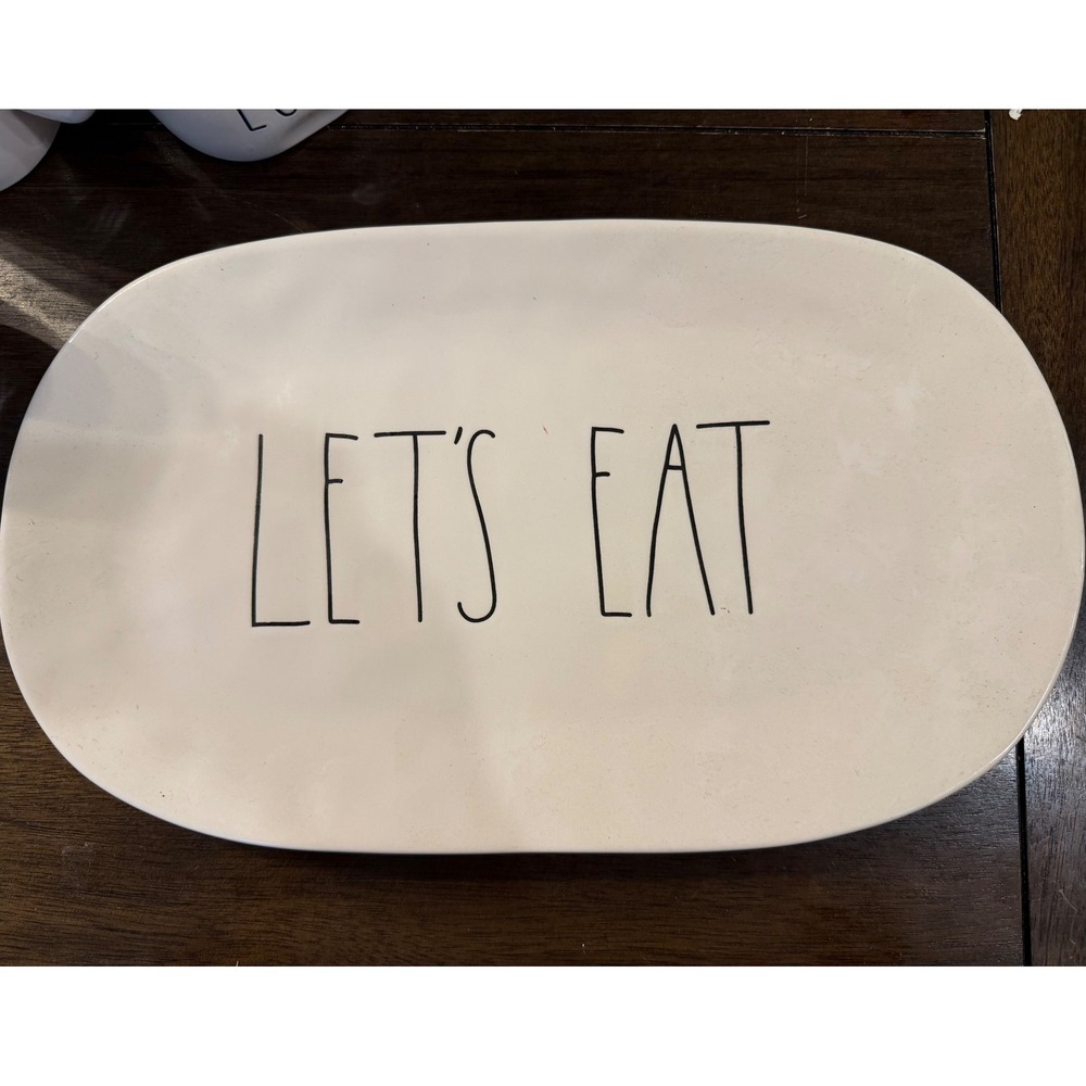 Rae Dunn Lets Eat Oval Ceramic Serving Platter Artisan Collection by Magenta